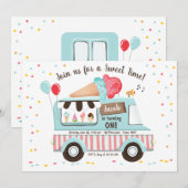 Ice Cream Truck Invitation Boy Girl (Devant / Derrière)