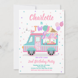 Ice Cream Truck Twee Lief 2e Verjaardagsfeest Kaart