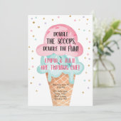 Ice Cream Twin Birthday roze motorkone Confetti Kaart (Staand voorkant)