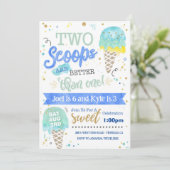 Ice Cream Two Scoops Verjaardag Uitnodiging Jongen (Staand voorkant)