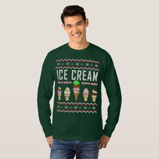 Ice Cream Ugly KerstSweater T-shirt (Voorkant volledig)