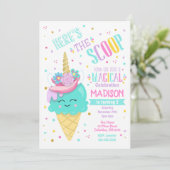 Ice Cream Unicorn Invitation Anniversaire Magique (Debout devant)