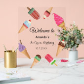 Ice Cream Verjaardag Pool Summer Party Acryl Bord (Huwelijk)