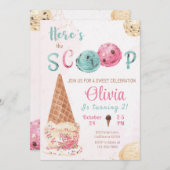 Ice Cream Verjaardag uitnodiging Hier is de Scoop (Voorkant / Achterkant)