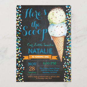 Ice Cream Verjaardag Uitnodiging Zomer Krijtbord