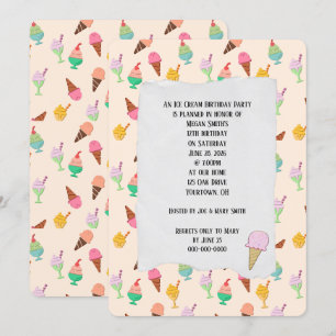 Ice Cream verjaardagsfeestje kegels uitnodiging