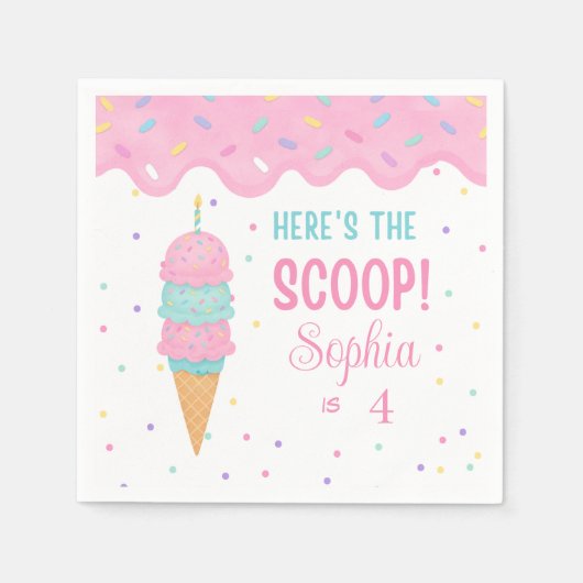 Ice Cream Verjaardagsfeestje Servetten (Voorkant)