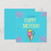 Ice Cream Waffle Happy Birthday Kaart (Voorkant / Achterkant)