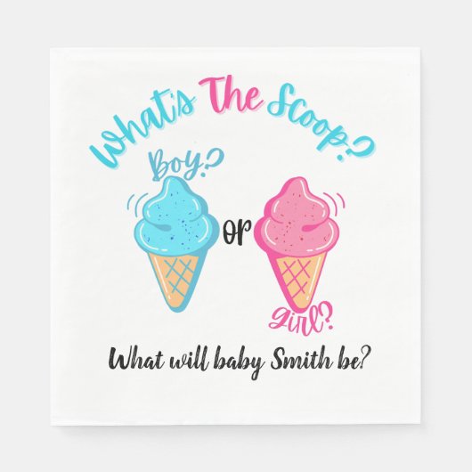 Ice Cream Wat is de Scoop Gender Reveal Servet (Voorkant)