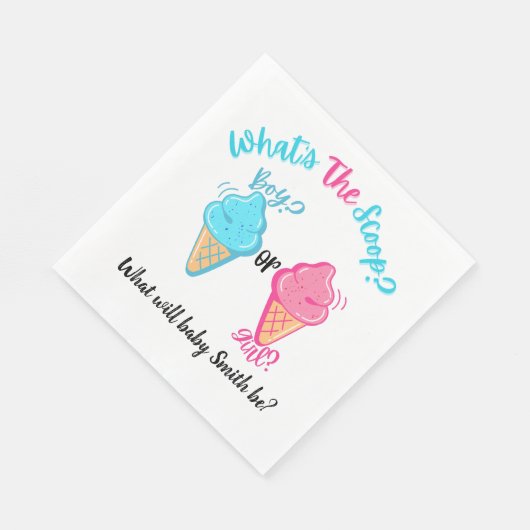 Ice Cream Wat is de Scoop Gender Reveal Servet (Hoek)
