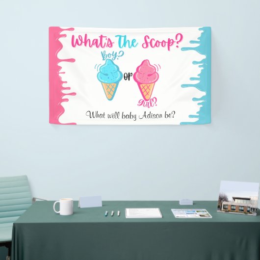 Ice Cream Wat is de Scoop Gender Reveal Spandoek (Beurs)