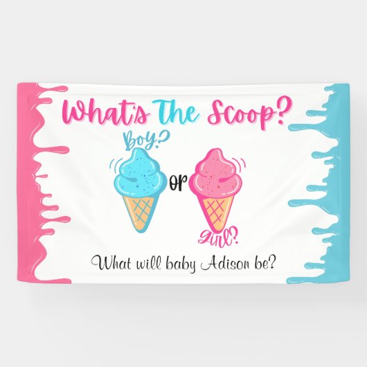Ice Cream Wat is de Scoop Gender Reveal Spandoek (Horizontaal)