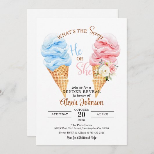 Ice Cream Wat is het Scoop geslacht onthullen hij  Kaart (Voorkant / Achterkant)