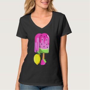 Ice Cream Watermelon Strawberry Lemon Ice Pop Roze T-shirt