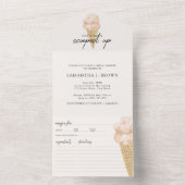 Ice Cream Waterverf Leuk Casual Vrijgezellenfeest All In One Uitnodiging (Binnen)