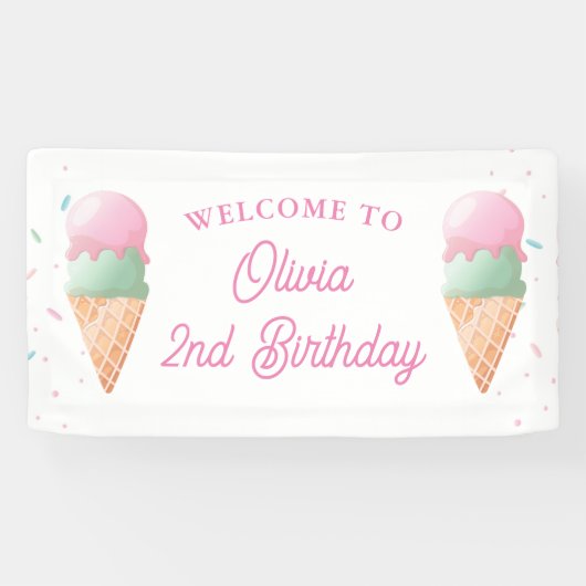 Ice Cream Welkom Verjaardagsbanner Spandoek (Horizontaal)