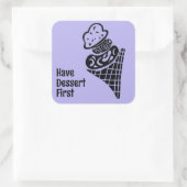 Ice Cream Woodcut Vierkante Sticker (Tas)