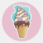 Ice crème-kool ronde sticker (Voorkant)