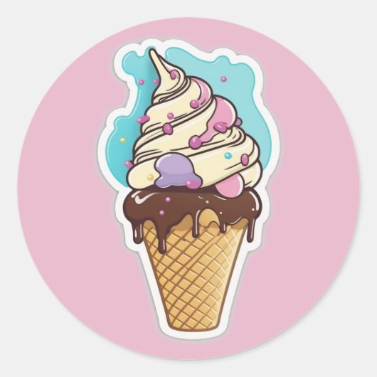 Ice crème-kool ronde sticker (Voorkant)