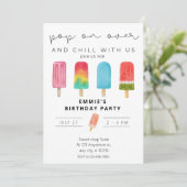 Ice crème Pool Birthday Invitation Pop on Over Kaart (Staand voorkant)