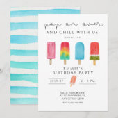 Ice crème Pool Birthday Invitation Pop on Over Kaart (Voorkant / Achterkant)