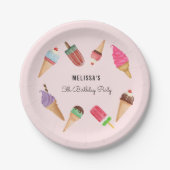 Ice crème roze blauw bruin papier Bord (Voorkant)