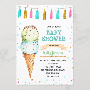 Ice crème twint baby shower-uitnodiging kaart