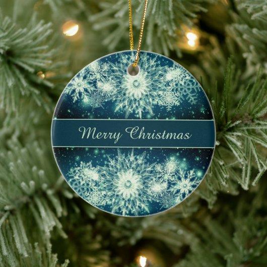 Ice Crystal Holiday Keramisch Ornament (Boom)