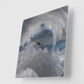 Ice Crystal Magnification Distortion Clock, Snow Vierkante Klok (Hoek)
