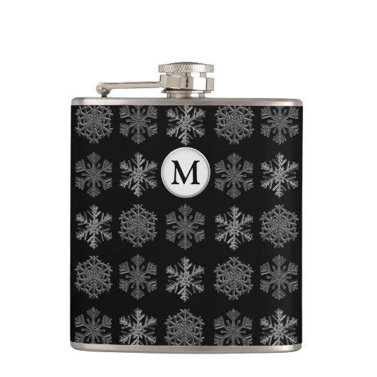 Ice Crystals Elegant Pattern Monogram Heupfles (Voorkant)