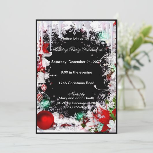 Ice Cycles Sneeuw Kerstfeest Uitnodiging (Staand voorkant)