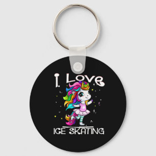 Ice Dancing Cute I Love Ice Skating Rainbow Unicor Sleutelhanger