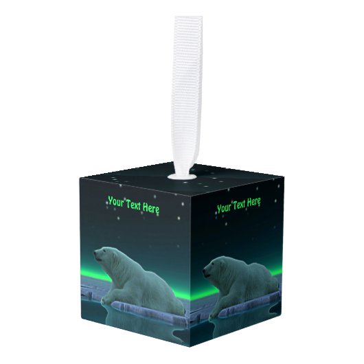 Ice Edge Polar-Beer Kubus Ornament (Voorkant hoekig)