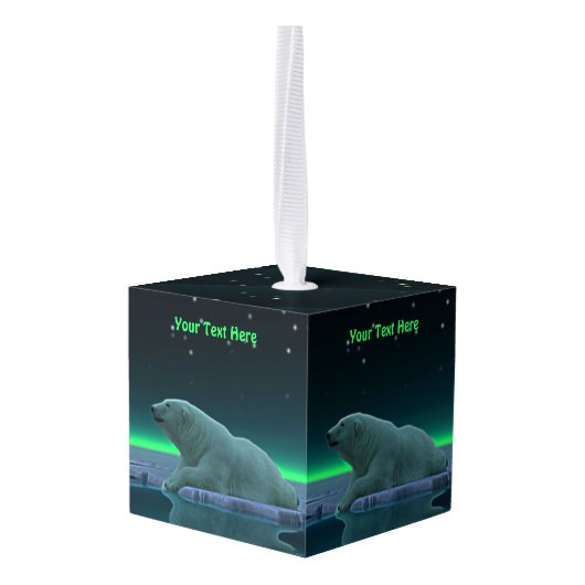 Ice Edge Polar-Beer Kubus Ornament (Achter hoekig)