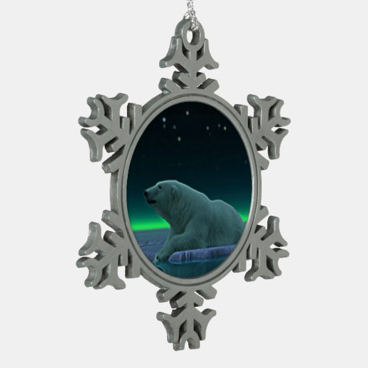 Ice Edge Polar-Beer Tin Sneeuwvlok Ornament (Links)