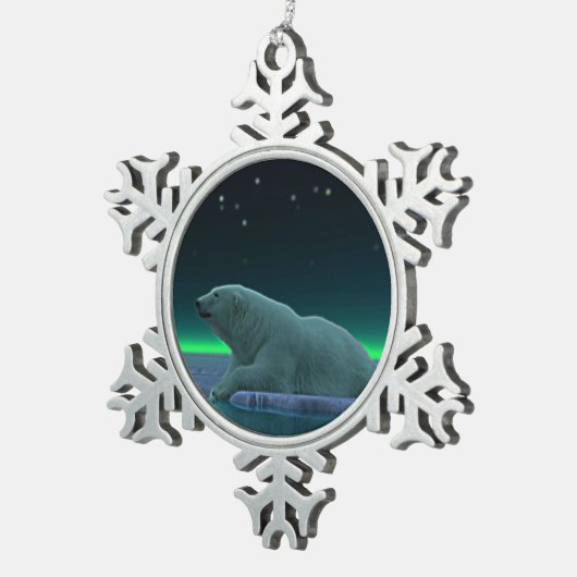 Ice Edge Polar-Beer Tin Sneeuwvlok Ornament (Rechts)