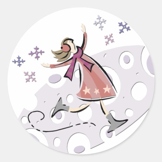 Ice Figuur Skater Ronde Sticker (Voorkant)