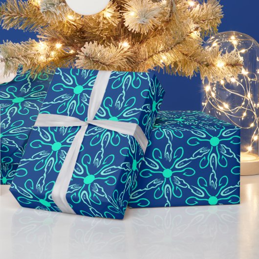 Ice Fisherman Snowflake Hexagon Pattern Cadeaupapier (Feestdagen)