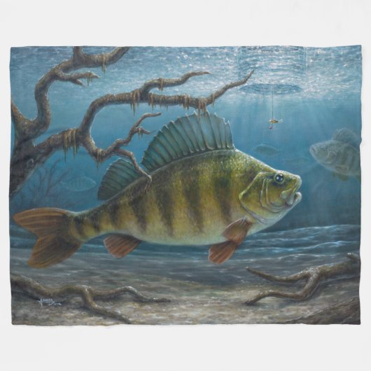 Ice Fishing for Perch Fleece Deken (Voorkant (Horizontaal))