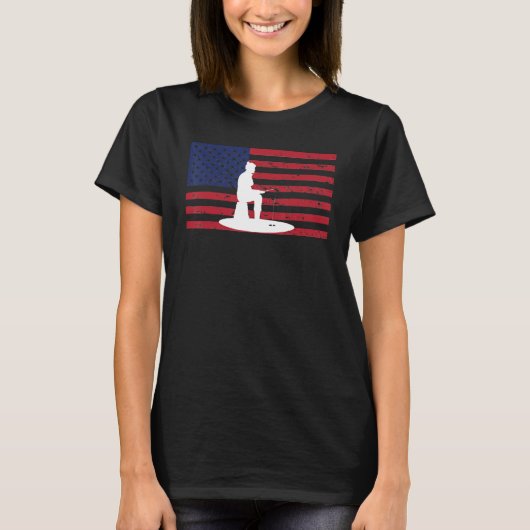 Ice Fishing US Flag Ice Fisherman Ice Fisher_1 T-shirt (Voorkant)