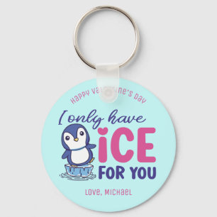 Ice for you Funny Penguin Pun Cute Valentijnsdag Sleutelhanger