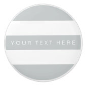 Ice Grey & White Striped Custom Keramische Knop (Voorkant)