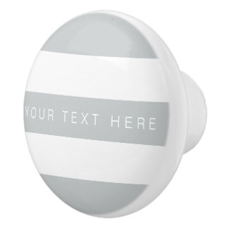 Ice Grey & White Striped Custom Keramische Knop