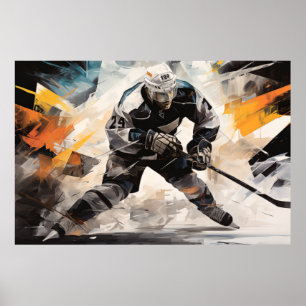 Ice Hockey Actie Sport Schilderen Abstracte Art De Poster