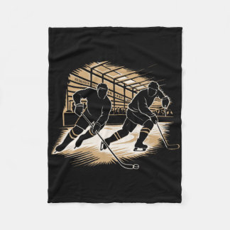 Ice Hockey Action Silhouette Graphic _3 Fleece Deken