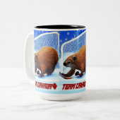 Ice Hockey Beaver Two-Tone Coffee Mok (Voorkant links)