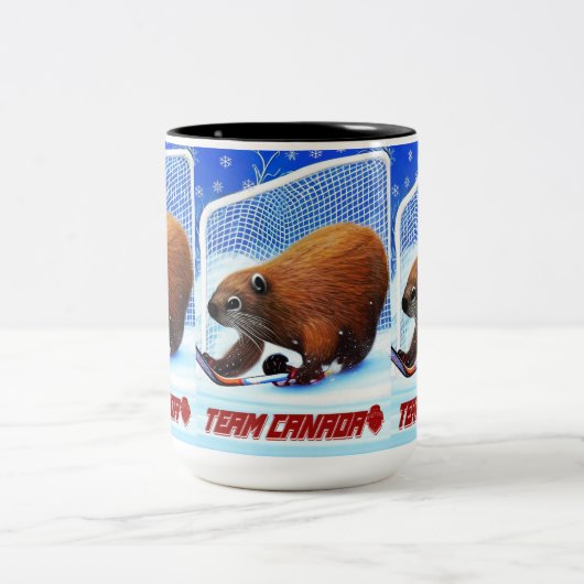 Ice Hockey Beaver Two-Tone Coffee Mok (Center)