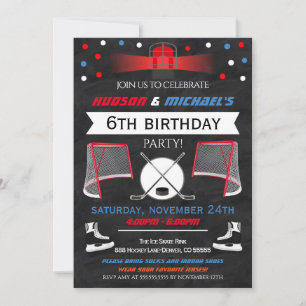 Ice Hockey Birthday Party Invitation Kaart