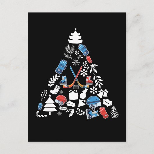 Ice Hockey Christmas Tree Briefkaart (Voorkant)