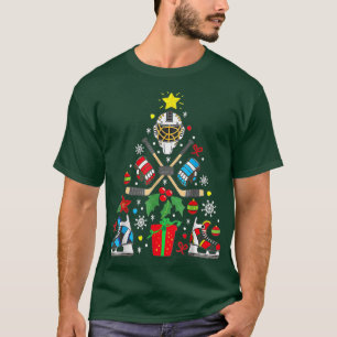 Ice Hockey Christmas Tree Happy Holidays T-shirt